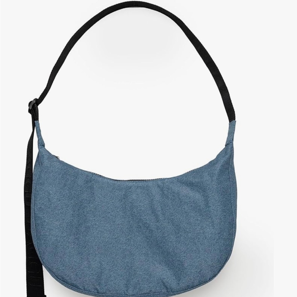 BAGGU Medium Nylon Crescent Bag in color denim